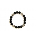 Black Onyx and Rhinestone Crystal Shamballa Bead Bracelet